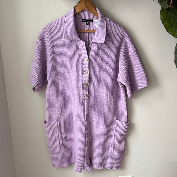 PinkBlush Lavender Sweater Knit Front Button Romper - Picture 3 of 8
